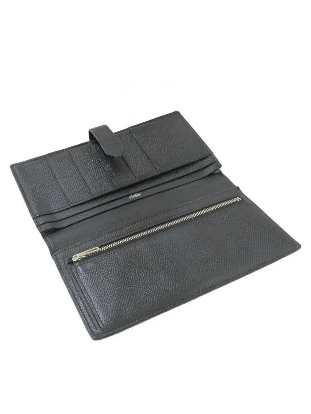 Hermes Bearn Souffle Veau Epsom Black Silver Wallet